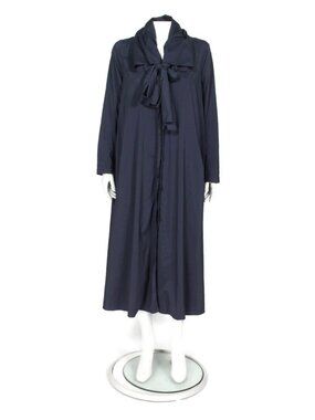 NWT Lilith Paris Blue Trench Coat Jacket Pussybow Lightweight sz S/38 /409